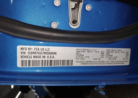 2021 Ram 1500 Classic Warlock 4X4 6'4 Box из США, поврежденный, VIN 1C6RR7GG7MS584648